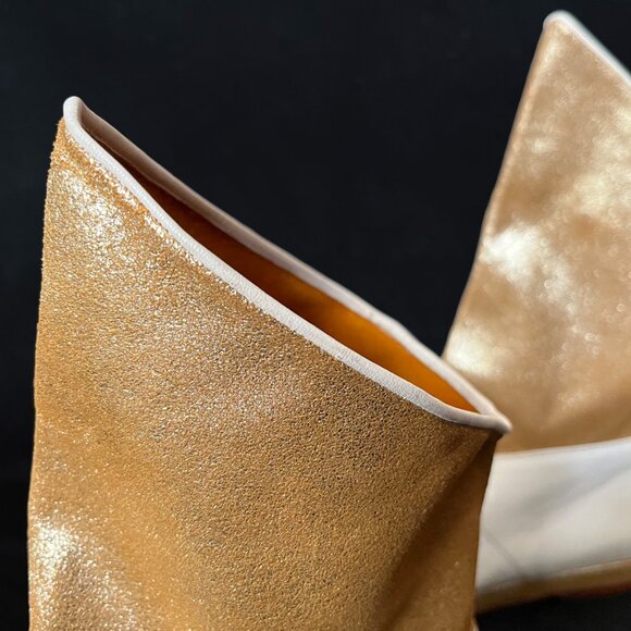 MAUD FRIZON VINTAGE GOLD & CREAM LEATHER DEMI BOOT - Picture 7 of 16